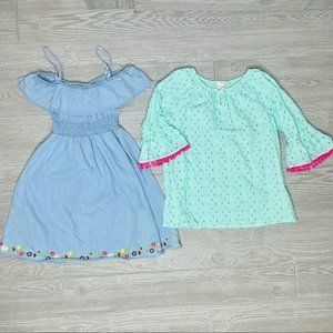 girl bundle embroidered dress and shirt large 2 piece outfit bundle 10-12 year